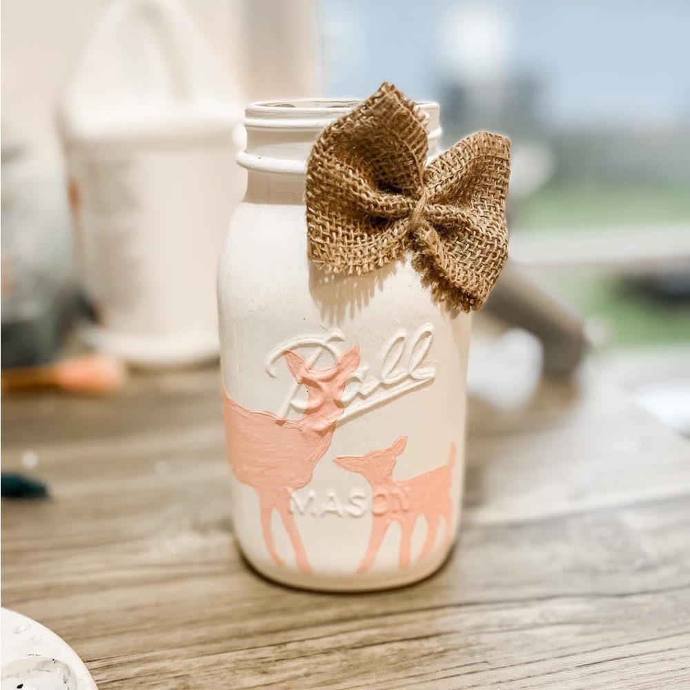 Doe and fawn mason jar